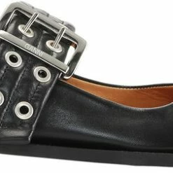 Ganni S1655 Sling Back Sko Med Firkantet H&aelig;l Og Sp&aelig;nde