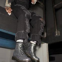 Dr. Martens 1460 Black Metallic Paint Splatter Suede -alohas shop 190665554816 3