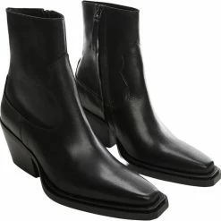 Mango Leather Cowboy Ankle Boots