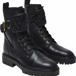 Mango Lace-up Leather Boots