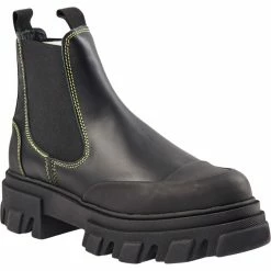 Ganni Low Chelsea Boot Yellow Stitch