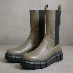 alohas shop 21 ALOHAS Armor Khaki Leather Ankle Boot